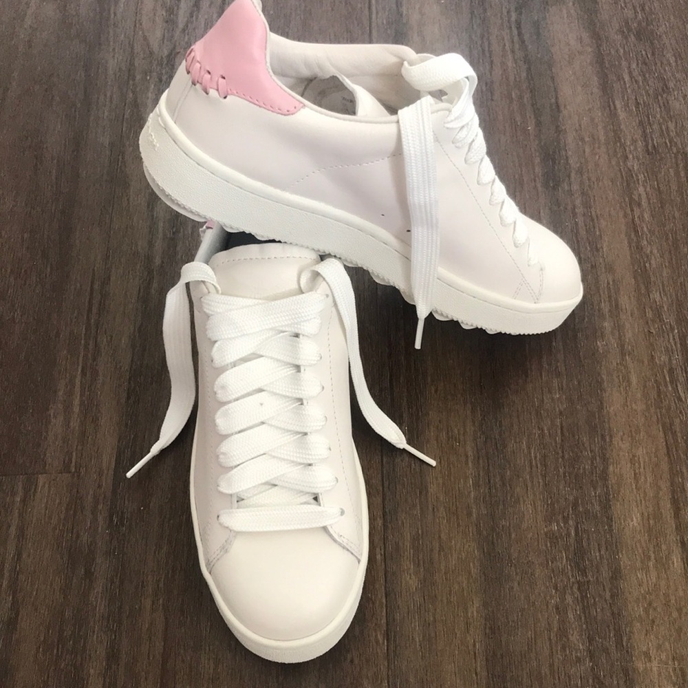 New Coach White Pink Leather Sneakers - size 8B